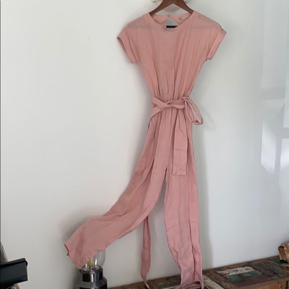 NWOT powder pink linen jumpsuit
